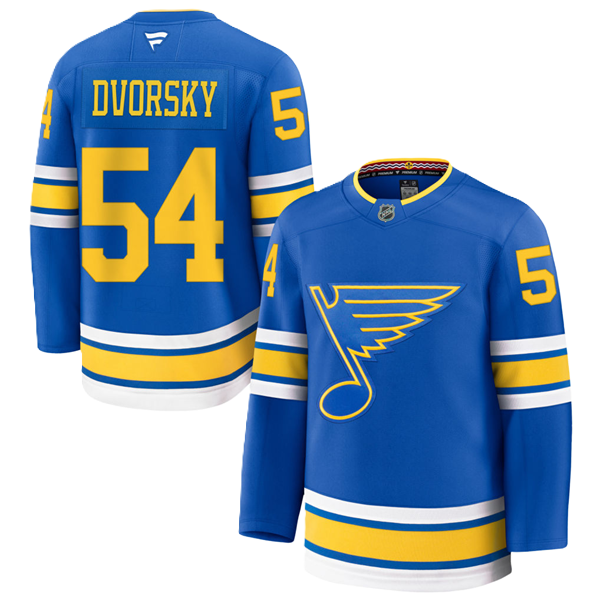 ST. LOUIS BLUES FANATICS PREMIUM DVORSKY #54 "PRO STITCH" HOME JERSEY - BLUE Jersey Fanatics