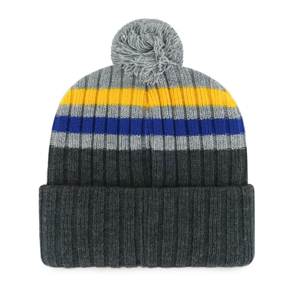 ST. LOUIS BLUES 47' PATCH STACK STRIPED POM KNIT BEANIE - MULTI Knit '47 Brand   