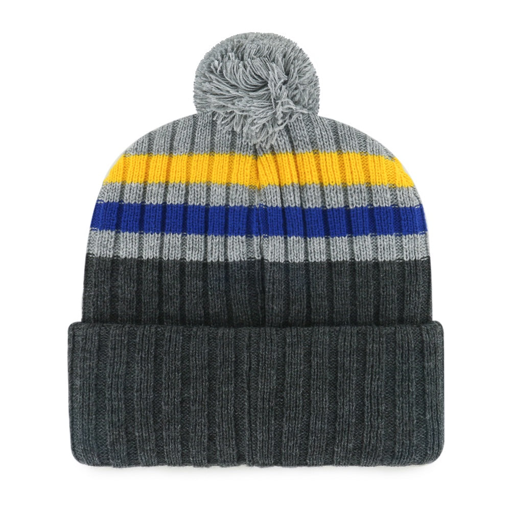 ST. LOUIS BLUES 47' PATCH STACK STRIPED POM KNIT BEANIE - MULTI