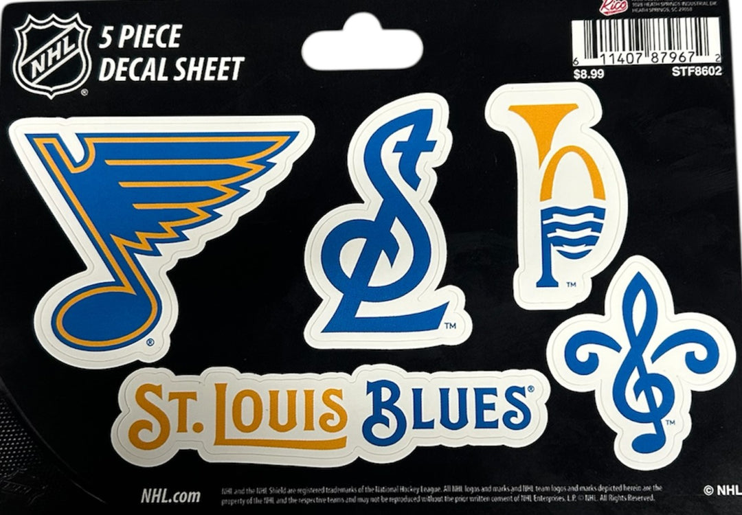 ST. LOUIS BLUES RICO 5-PIECE DECAL SET - NEW BLUES LOGO Novelties Rico