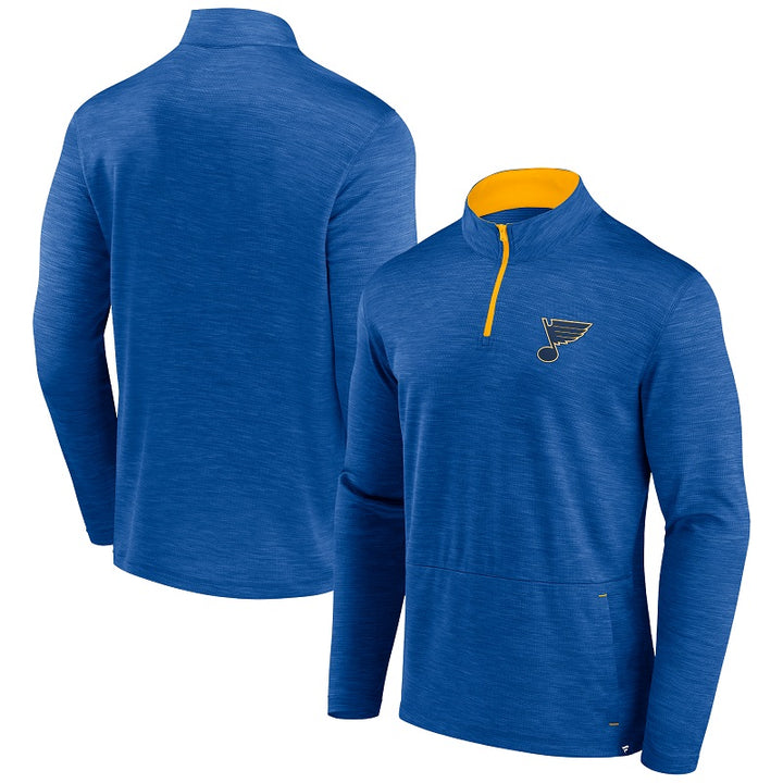 ST. LOUIS BLUES FANATICS HARD CHECK POCKET Q-ZIP - ROYAL 1/4 Zip Fanatics   