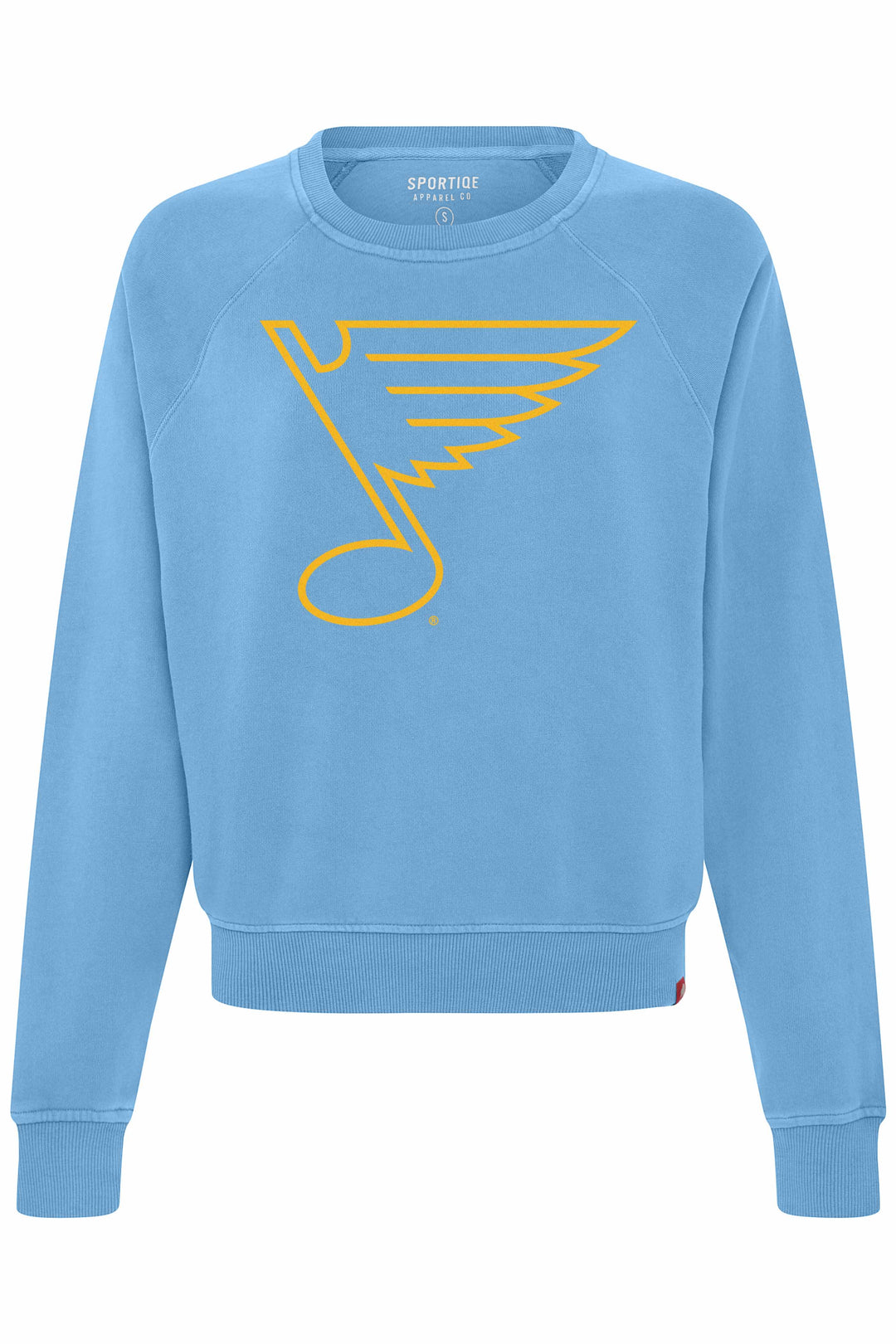 ST. LOUIS BLUES SPORTIQE WOMEN'S NOTE LOGO ASHLYN CREW - LIGHT BLUE Crewneck Sweatshirt Sportiqe