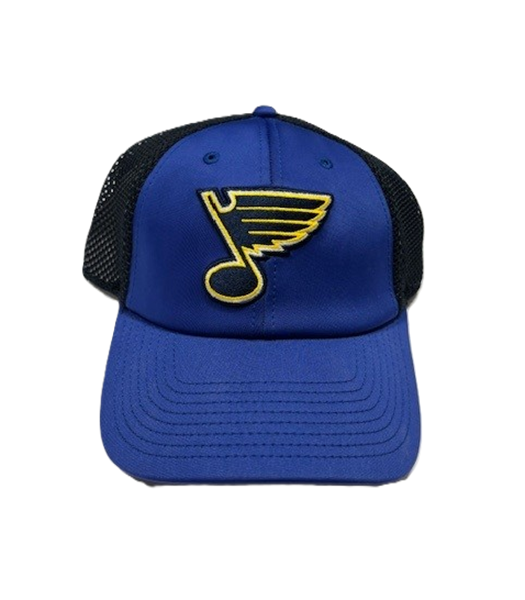 ST. LOUIS BLUES AMERICAN NEEDLE NOTE LOGO MESH VELCRO BACK - ROYAL.BLACK Adjustable Cap American Needle