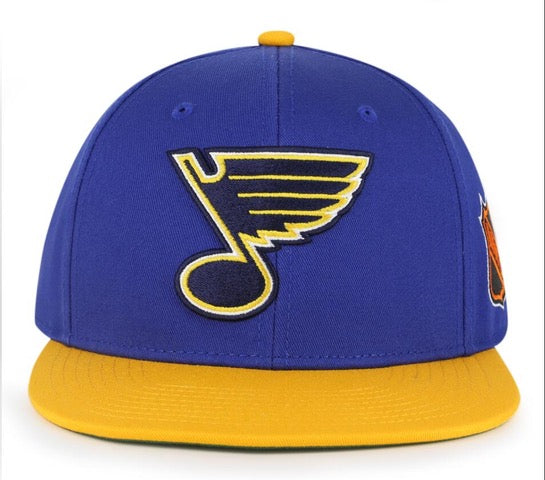 ST. LOUIS BLUES AMERICAN NEEDLE BLOCKHEAD SNAPBACK HAT- ROYAL/YELLOW Hat American Needle   