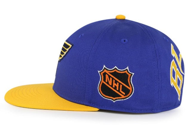 ST. LOUIS BLUES AMERICAN NEEDLE BLOCKHEAD SNAPBACK HAT- ROYAL/YELLOW