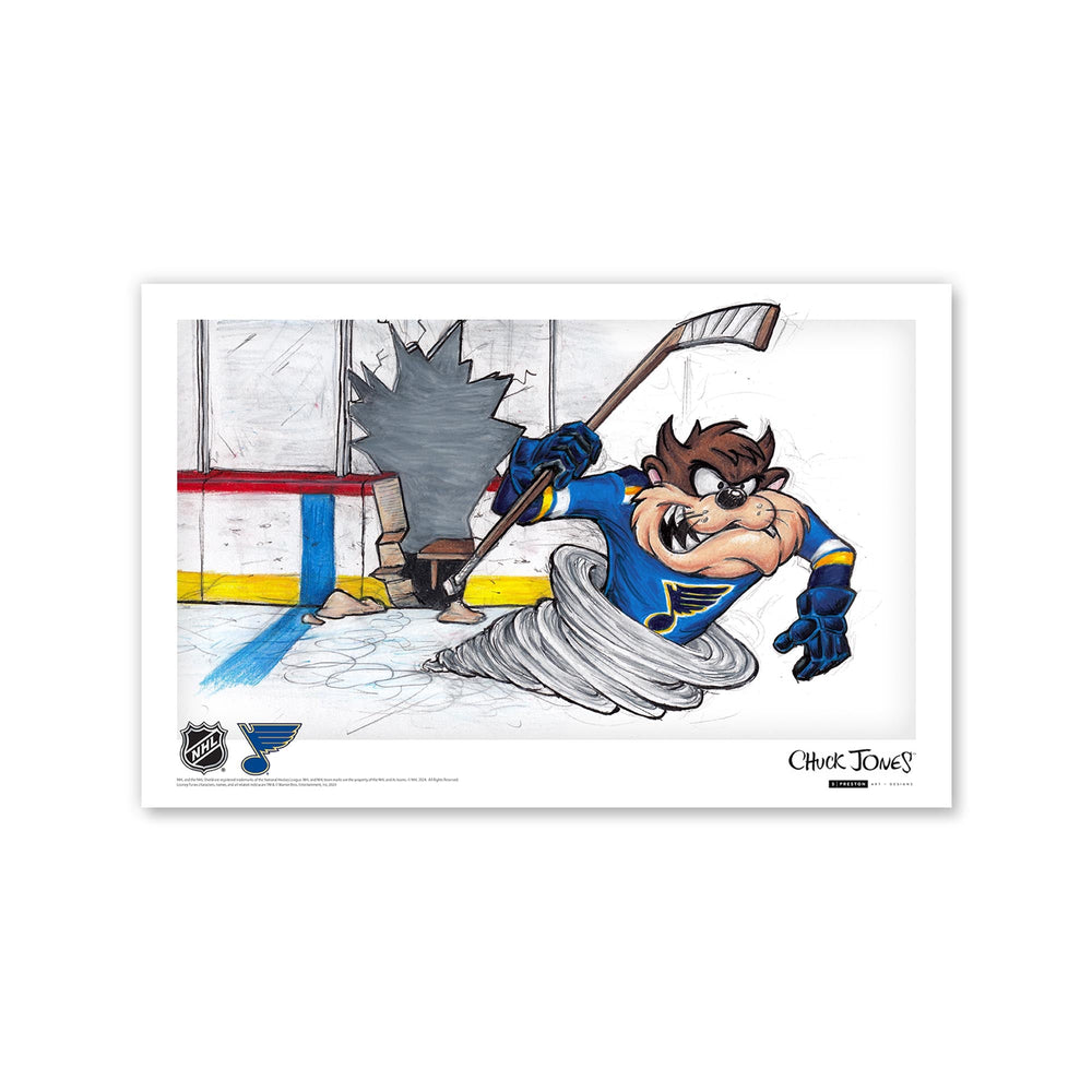Tazmanian Line Change x NHL Blues Tazmanian Devil Art Print Art Print S. Preston Art + Designs Print Only Poster Print 