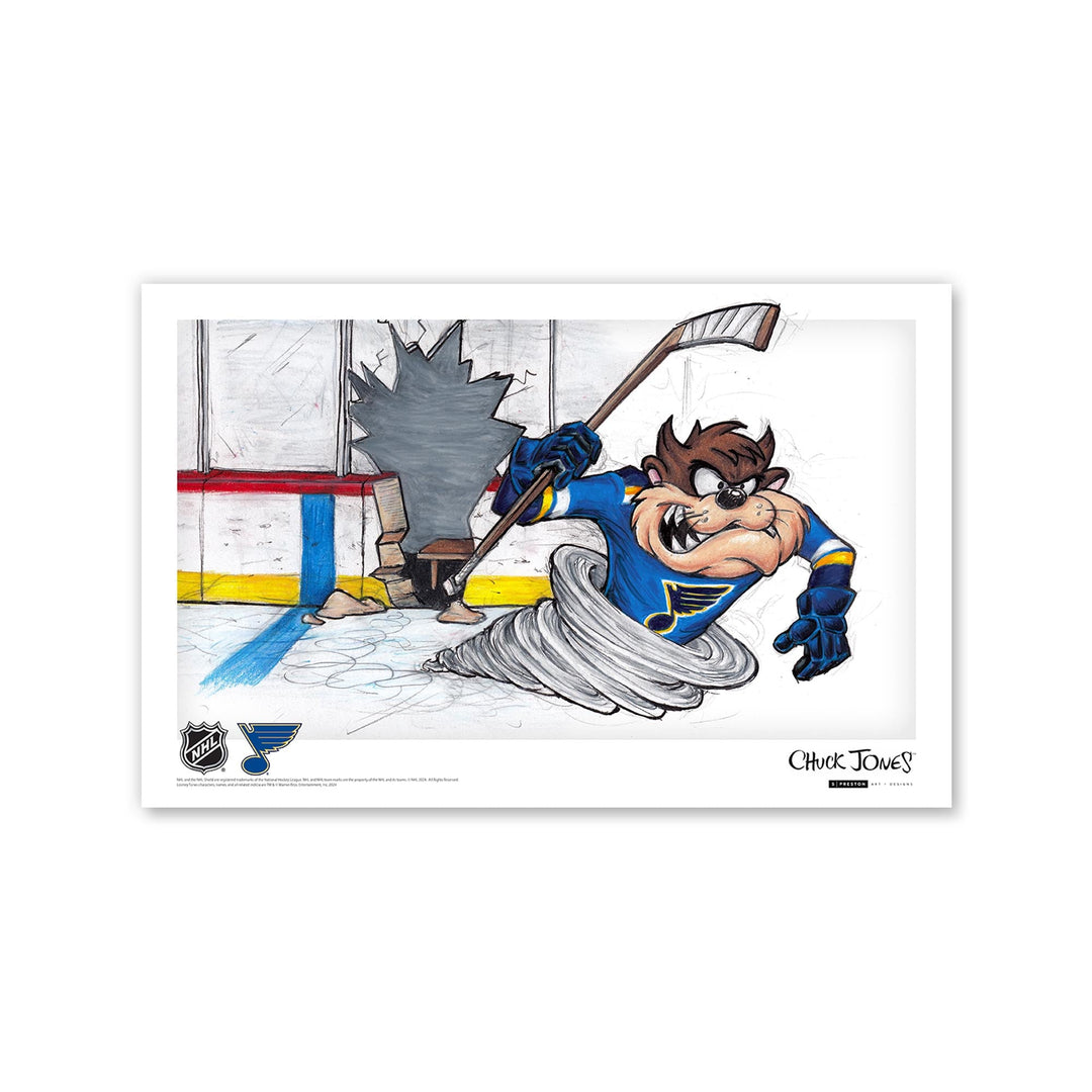 Tazmanian Line Change x NHL Blues Tazmanian Devil Art Print Art Print S. Preston Art + Designs Print Only Poster Print 