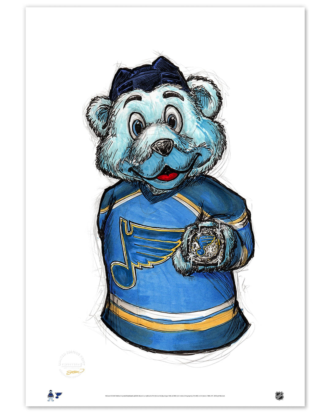 Louie Mascot Ink Sketch Print Art Print S. Preston Art + Designs Print Only Medium Art Print 