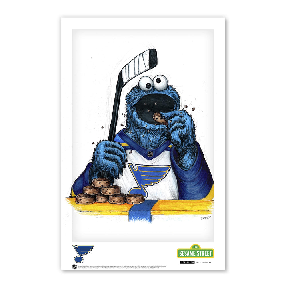 Cookie Monster x NHL Blues Art Print Art Print S. Preston Art + Designs Print Only Poster Print 