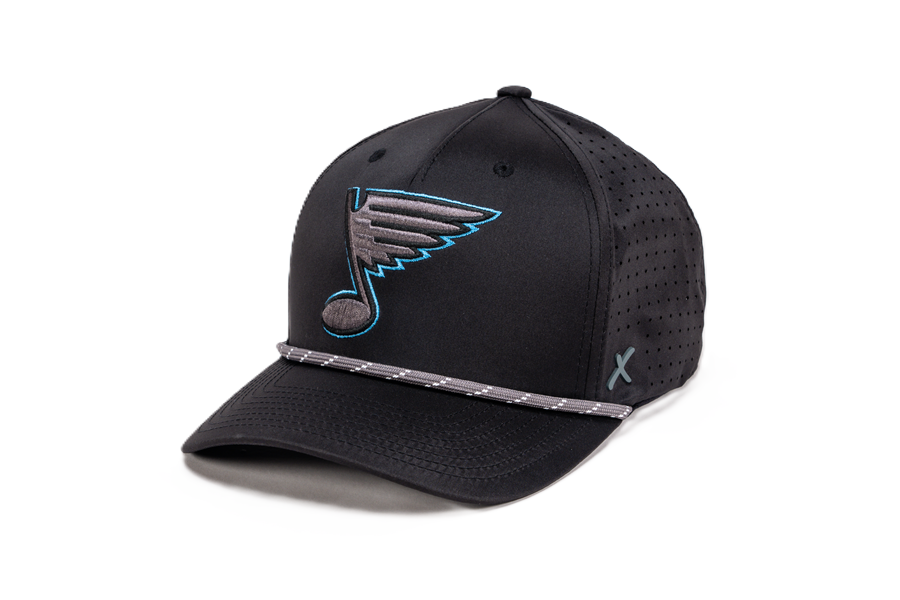 ST. LOUIS BLUES CAPX NOTE LOGO CIRCUIT EDGE ROPE SNAPBACK - BLACK Adjustable Cap CapX
