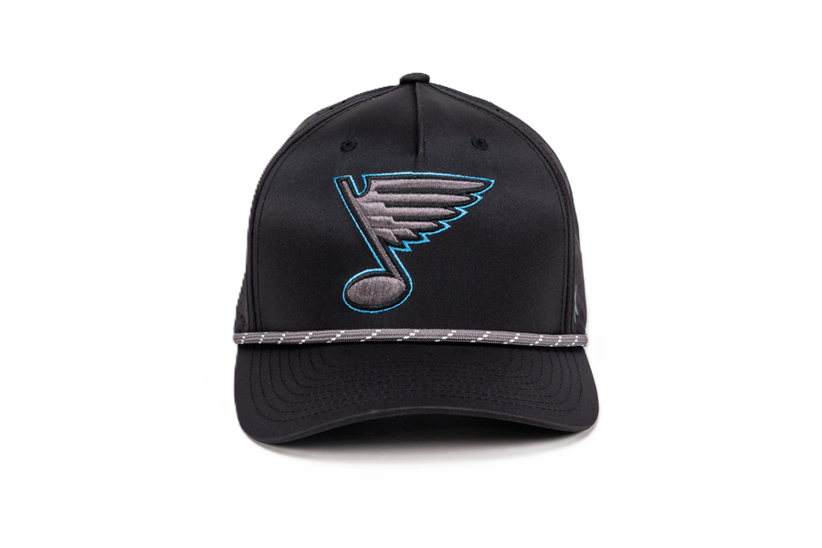 ST. LOUIS BLUES CAPX NOTE LOGO CIRCUIT EDGE ROPE SNAPBACK - BLACK Adjustable Cap CapX