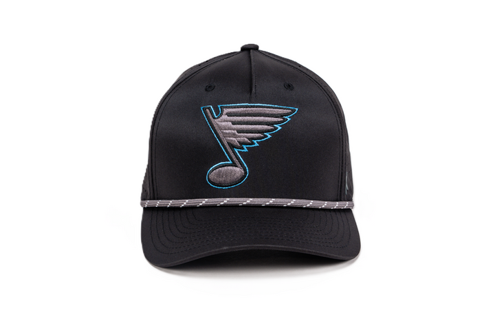 ST. LOUIS BLUES CAPX NOTE LOGO CIRCUIT EDGE ROPE SNAPBACK - BLACK Adjustable Cap CapX