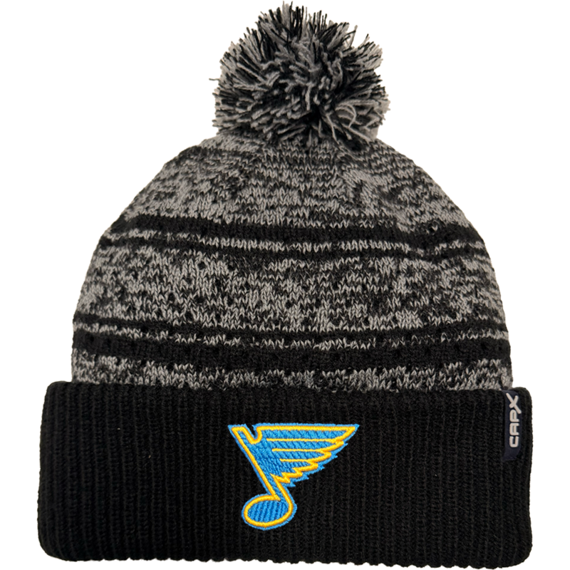 ST. LOUIS BLUES CAPX NOTE LOGO POM KNIT - BLACK/GREY Knit CapX