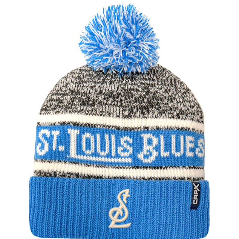 ST. LOUIS BLUES CAPX STL LOGO POM KNIT - BLUE/GREY Knit CapX
