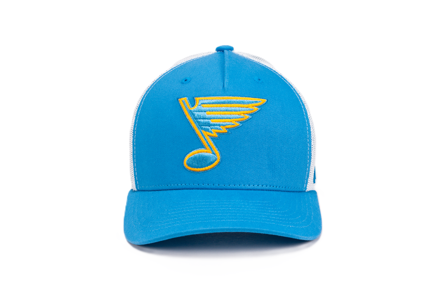 ST. LOUIS BLUES CAPX NOTE LOGO MESH SNAPBACK BLUE/WHITE Adjustable Cap CapX
