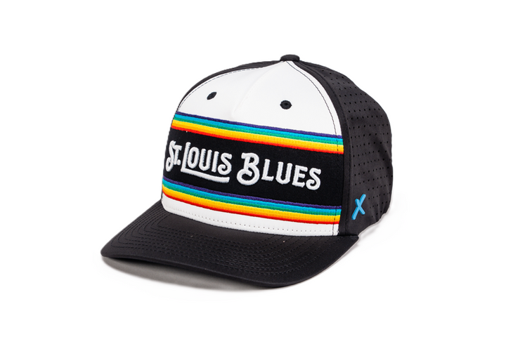 ST. LOUIS BLUES CAPX PRIDE WORDMARK GOAL LINE SNAPBACK - BLACK/WHITE Adjustable Cap CapX