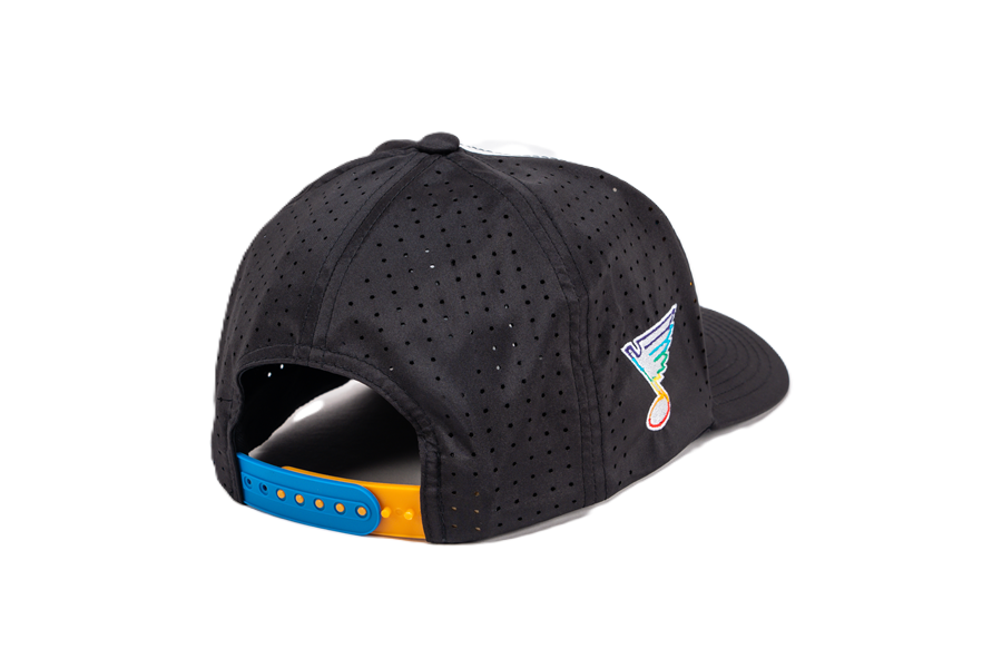 ST. LOUIS BLUES CAPX PRIDE WORDMARK GOAL LINE SNAPBACK - BLACK/WHITE Adjustable Cap CapX