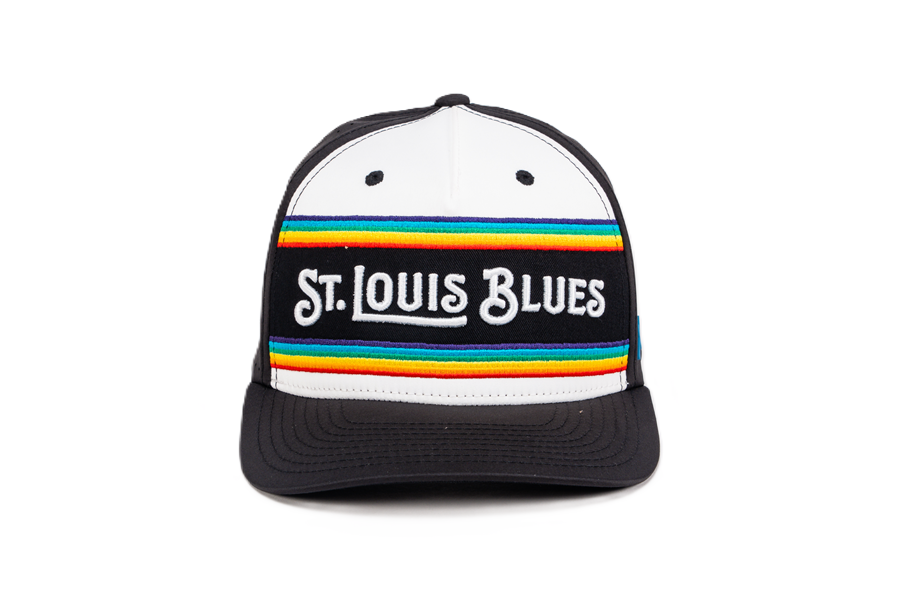 ST. LOUIS BLUES CAPX PRIDE WORDMARK GOAL LINE SNAPBACK - BLACK/WHITE Adjustable Cap CapX