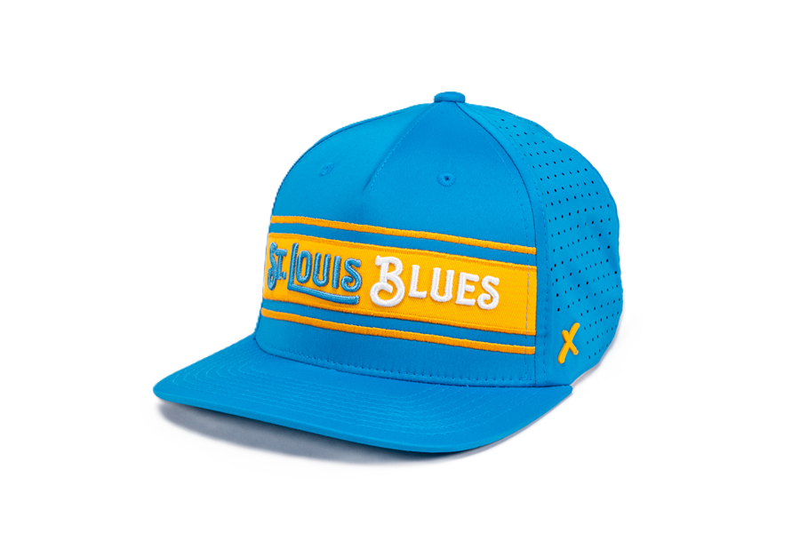 ST. LOUIS BLUES CAPX WORDMARK GOAL LINE SNAPBACK - BLUE Adjustable Cap CapX