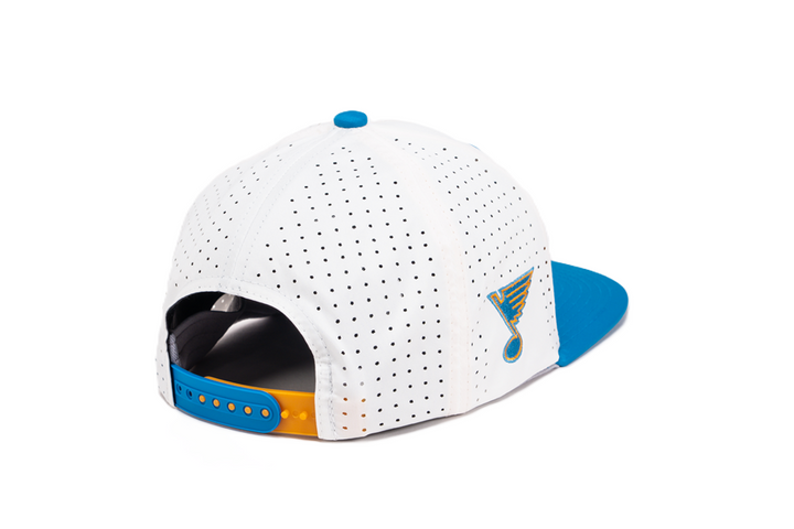 ST. LOUIS BLUES CAPX WORDMARK GOAL LINE SNAPBACK - WHITE/BLUE Adjustable Cap CapX