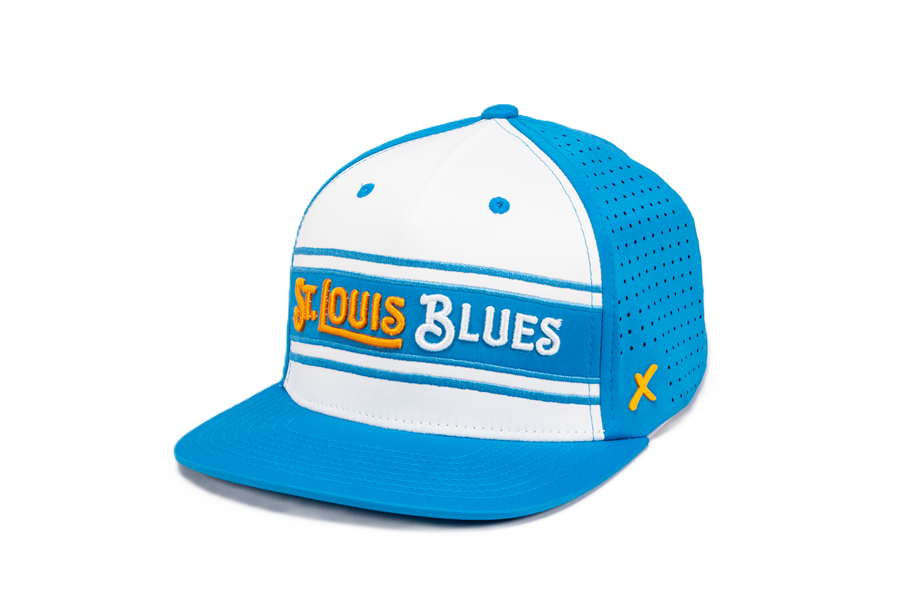 ST. LOUIS BLUES CAPX WORDMARK GOAL LINE SNAPBACK - BLUE/WHITE Adjustable Cap CapX