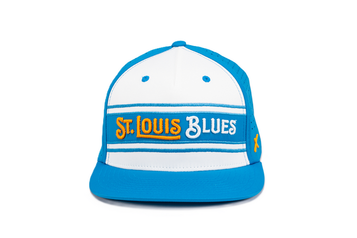 ST. LOUIS BLUES CAPX WORDMARK GOAL LINE SNAPBACK - BLUE/WHITE Adjustable Cap CapX