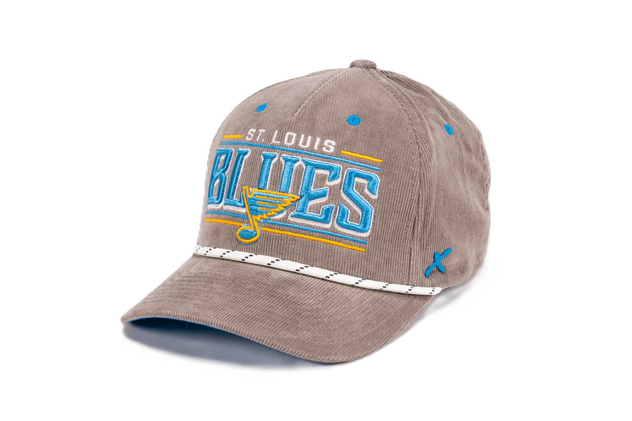 ST. LOUIS BLUES CAPX PIONEER CORDUROY ROPE SNAPBACK - GREY Adjustable Cap CapX