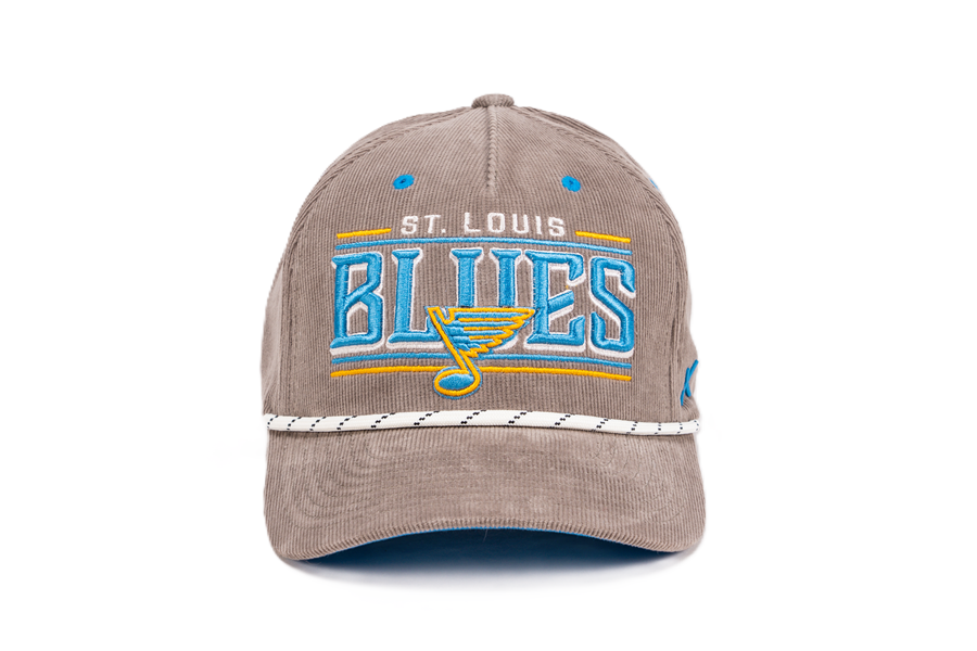ST. LOUIS BLUES CAPX PIONEER CORDUROY ROPE SNAPBACK - GREY Adjustable Cap CapX