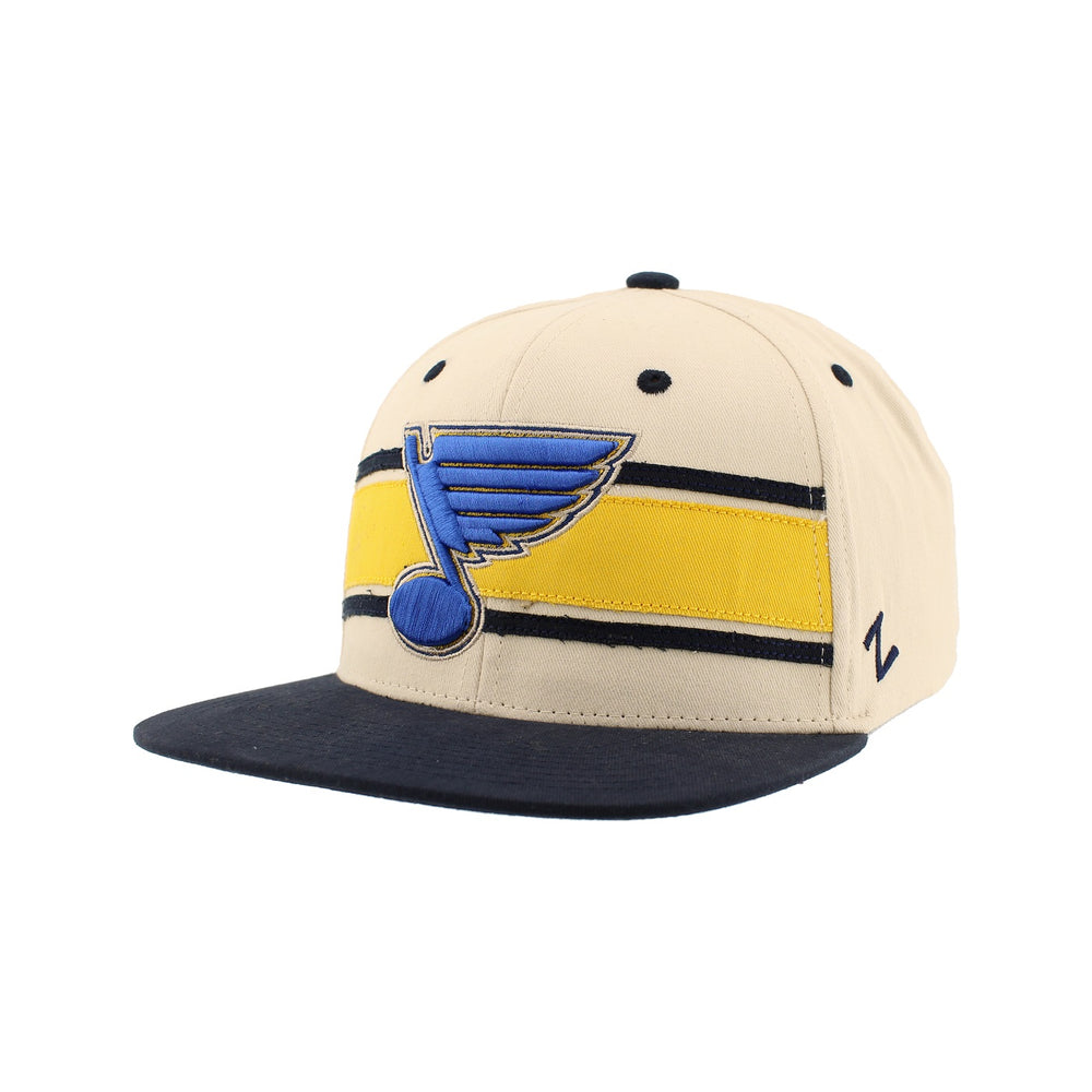 ST. LOUIS BLUES ZEPHYR MILESTONE SNAPBACK HAT- BEIGE/NAVY Hat Zephyr   