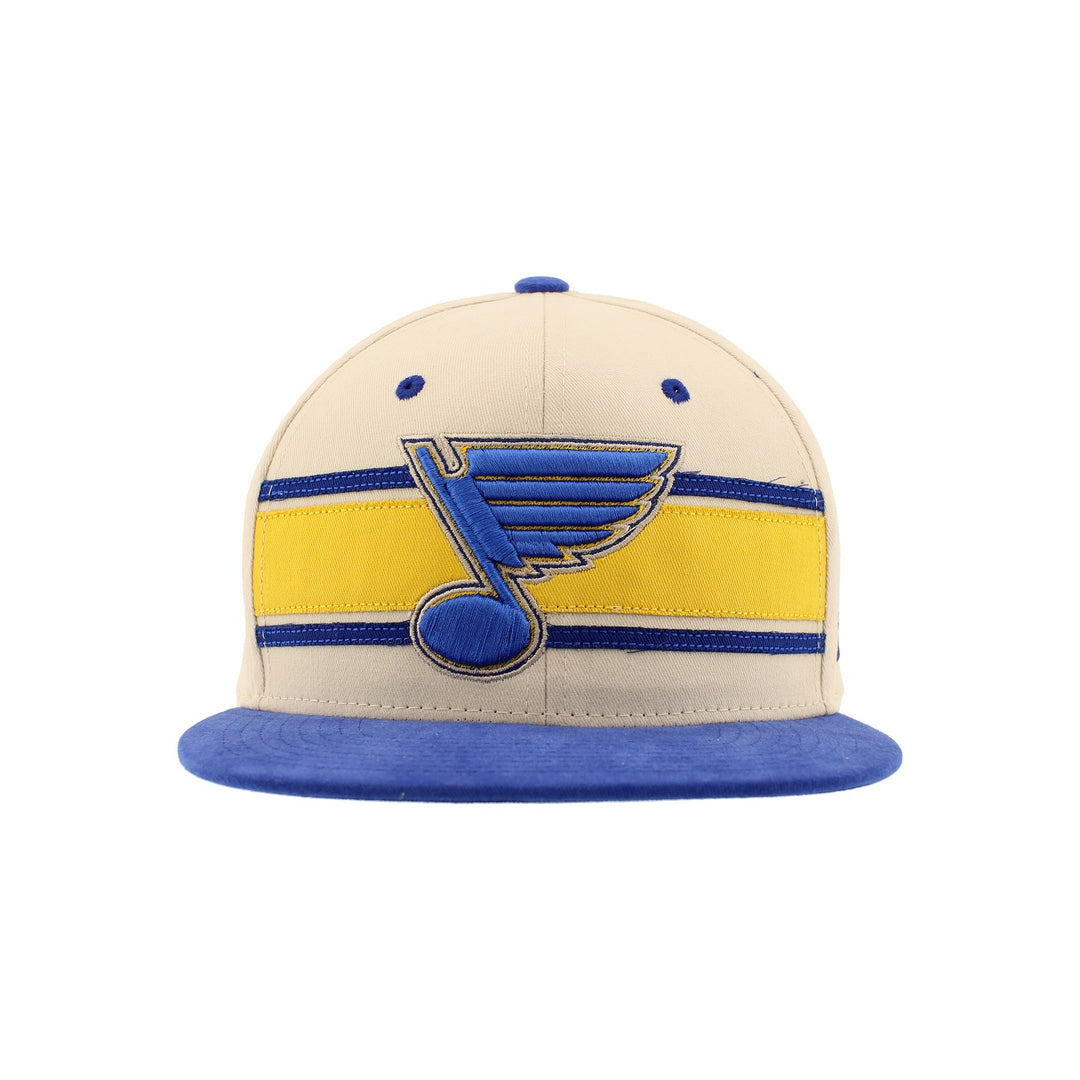 ST. LOUIS BLUES ZEPHYR MILESTONE SNAPBACK HAT- BEIGE/ROYAL Hat Zephyr   