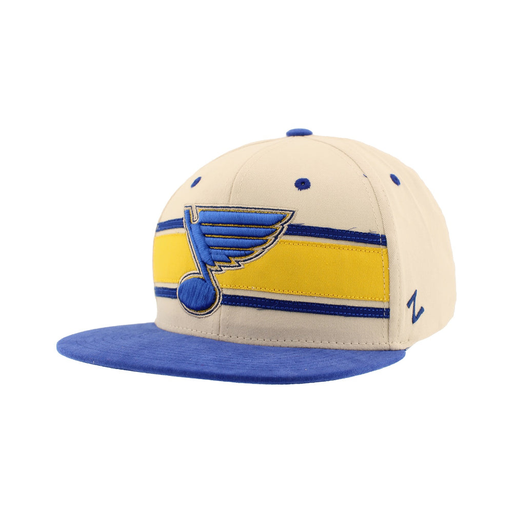 ST. LOUIS BLUES ZEPHYR MILESTONE SNAPBACK HAT- BEIGE/ROYAL Hat Zephyr   