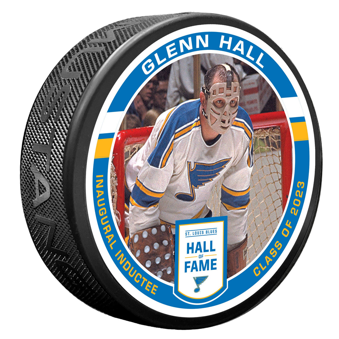 ST. LOUIS BLUES MUSTANG GLENN HALL HALL OF FAME PUCK - BLACK Puck Mustang Products