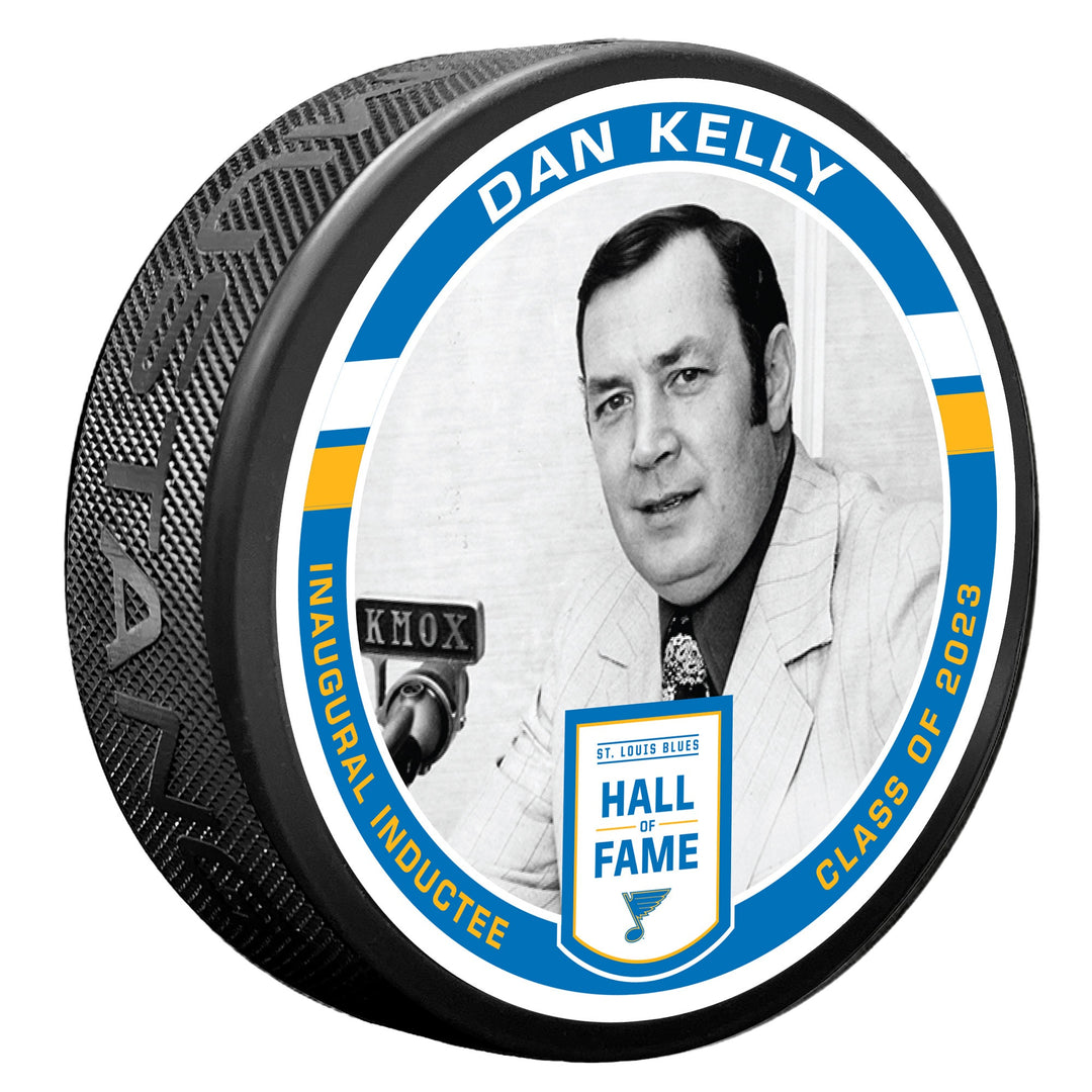 ST. LOUIS BLUES MUSTANG DAN KELLY HALL OF FAME PUCK - BLACK Puck Mustang Products