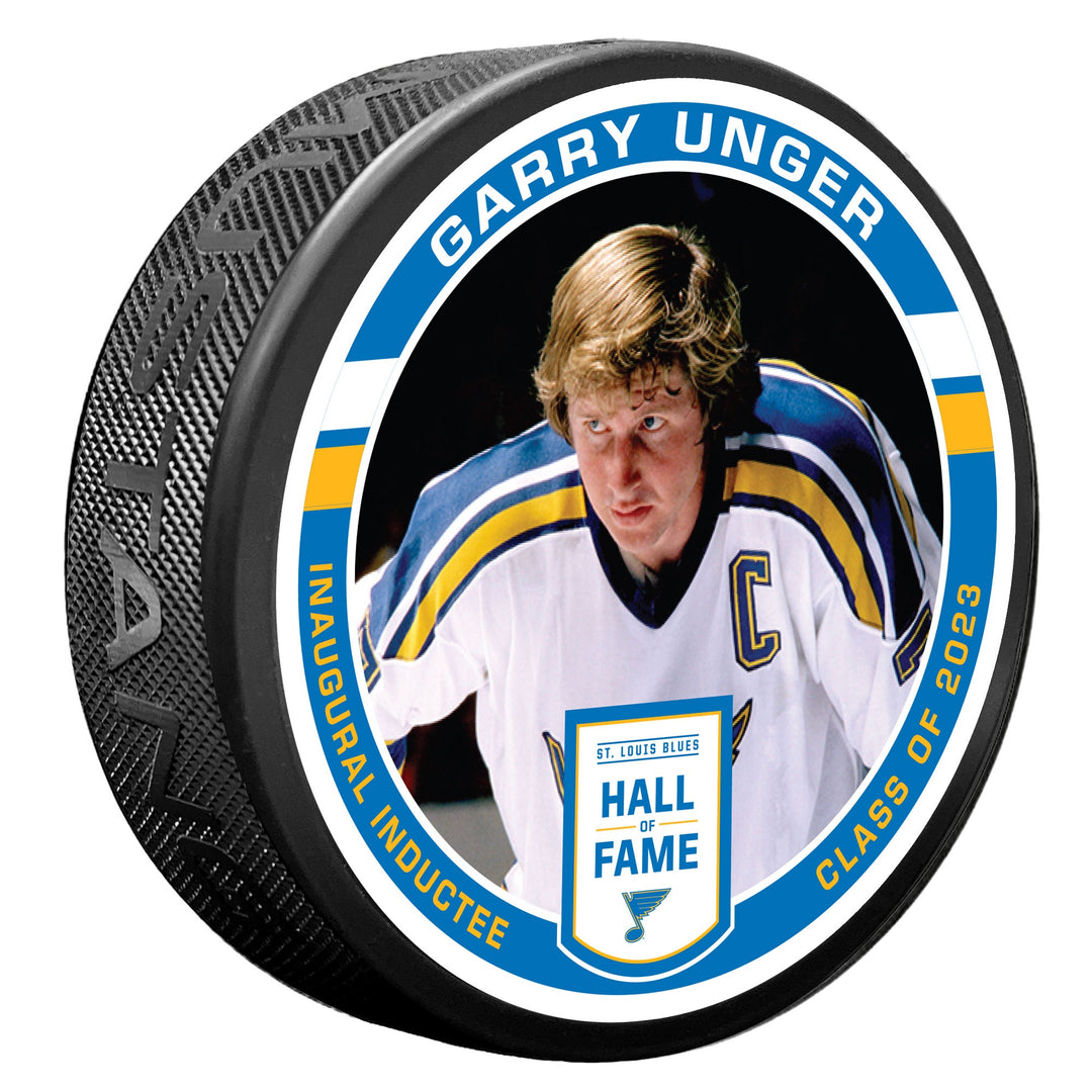 ST. LOUIS BLUES MUSTANG GARRY UNGER HALL OF FAME PUCK - BLACK Puck Mustang Products