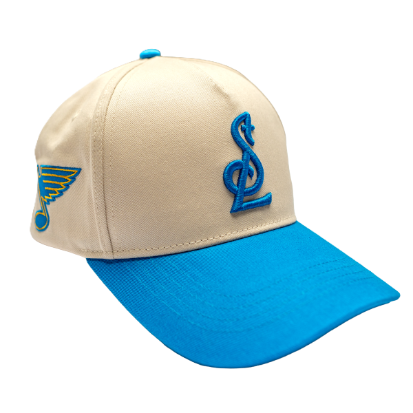 ST. LOUIS BLUES SERIES SIX STL LOGO 3D PATCH ADJUSTABLE HAT - CREAM/BLUE