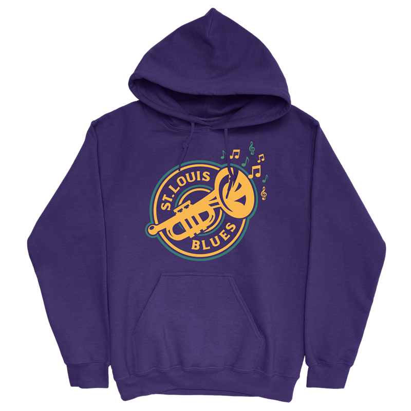 ST. LOUIS BLUES SERIES SIX TRUMPET MARDI GRAS HOODIE - PURPLE