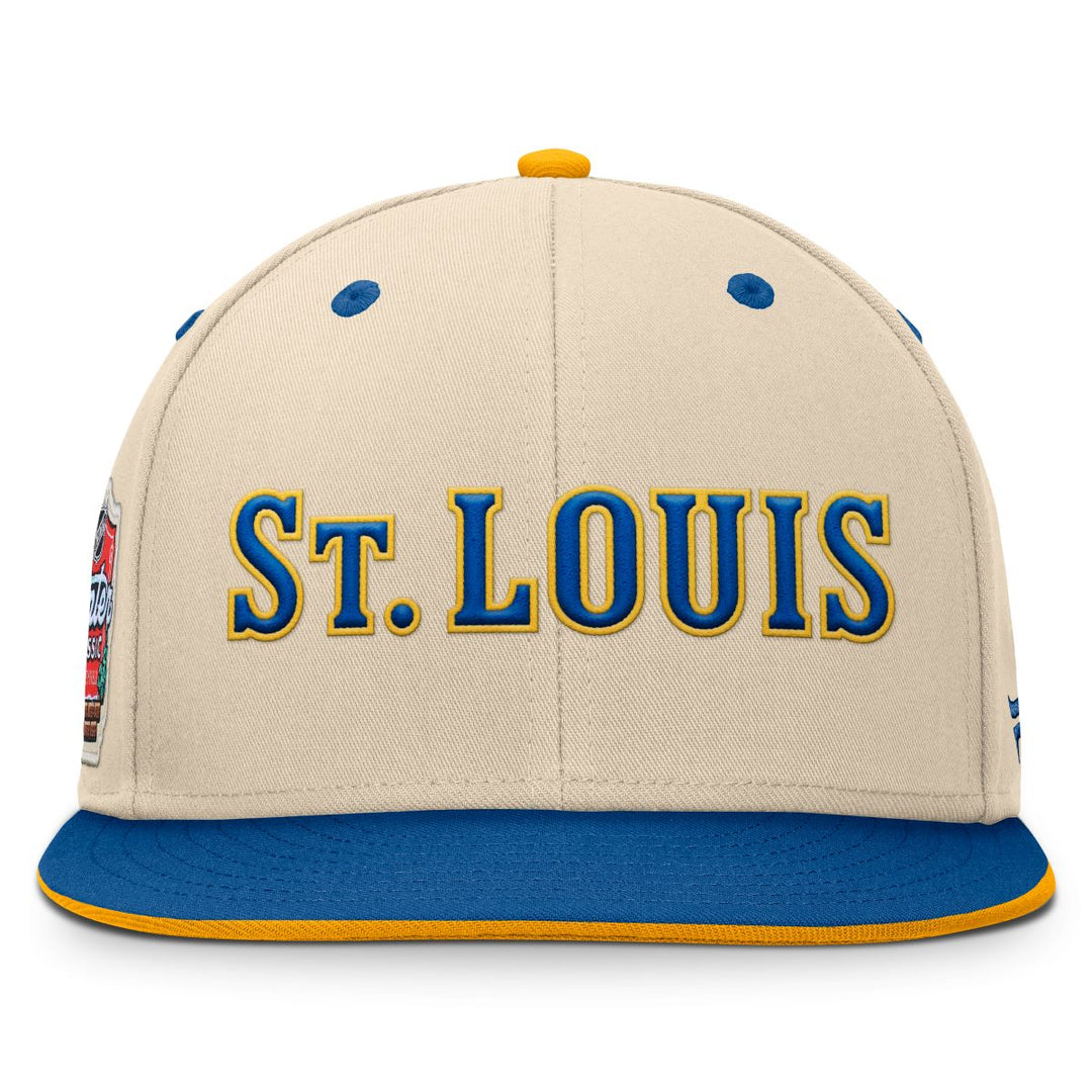 ST. LOUIS BLUES FANATICS AP PATCH WINTER CLASSIC SNAPBACK HAT- CREAM Hat Fanatics