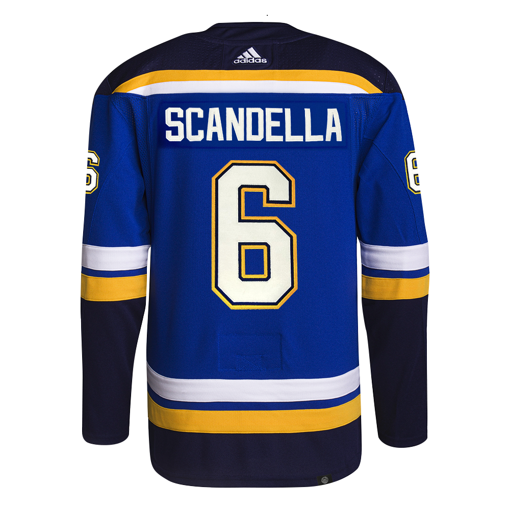 ST. LOUIS BLUES ADIDAS AUTHENTIC PRO-STITCH SCANDELLA #6 HOME JERSEY - BLUE