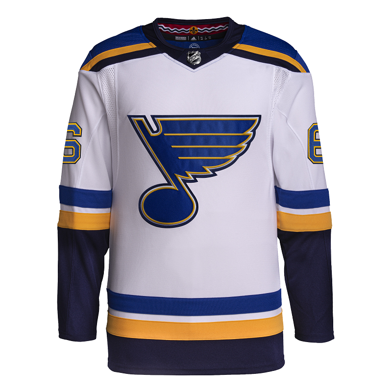 ST. LOUIS BLUES ADIDAS AUTHENTIC PRO-STITCH SCANDELLA #6 AWAY JERSEY - WHITE