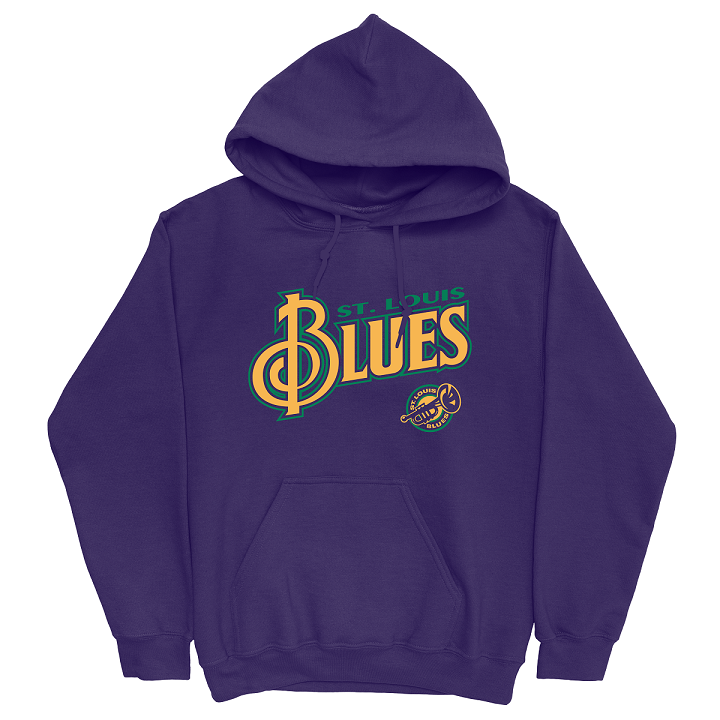 ST. LOUIS BLUES SERIES SIX TREBLE CLEF MARDI GRAS HOODIE - PURPLE Hoodie Series Six