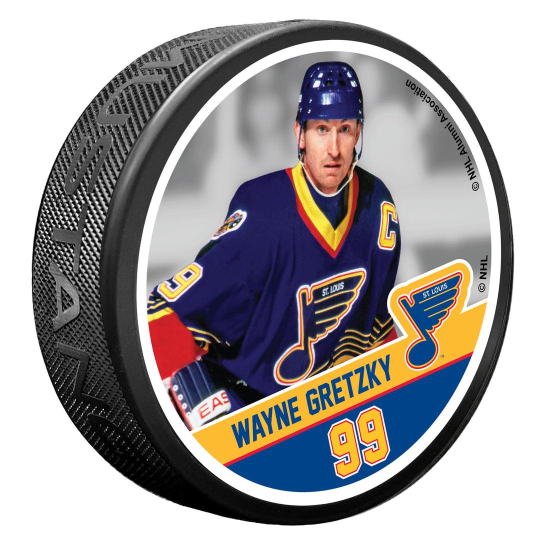 ST. LOUIS BLUES MUSTANG WAYNE GRETZKY SPOTLIGHT PUCK Puck Mustang Products