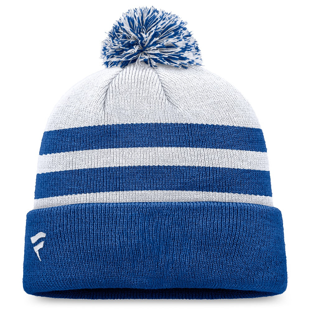 ST. LOUIS BLUES FANATICS STRIPED POM KNIT BEANIE - GREY/ROYAL Knit Fanatics   