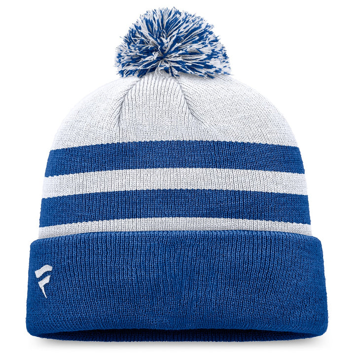 ST. LOUIS BLUES FANATICS STRIPED POM KNIT BEANIE - GREY/ROYAL Knit Fanatics   
