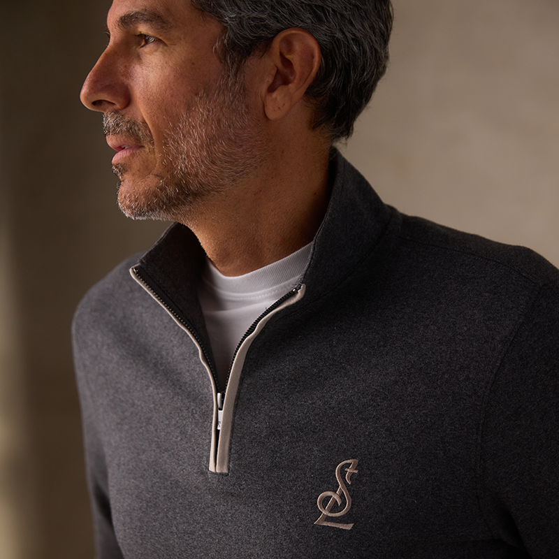 ST. LOUIS BLUES THE NORMAL BRAND STL LOGO ¼ ZIP – CHARCOAL Outerwear The Normal Brand