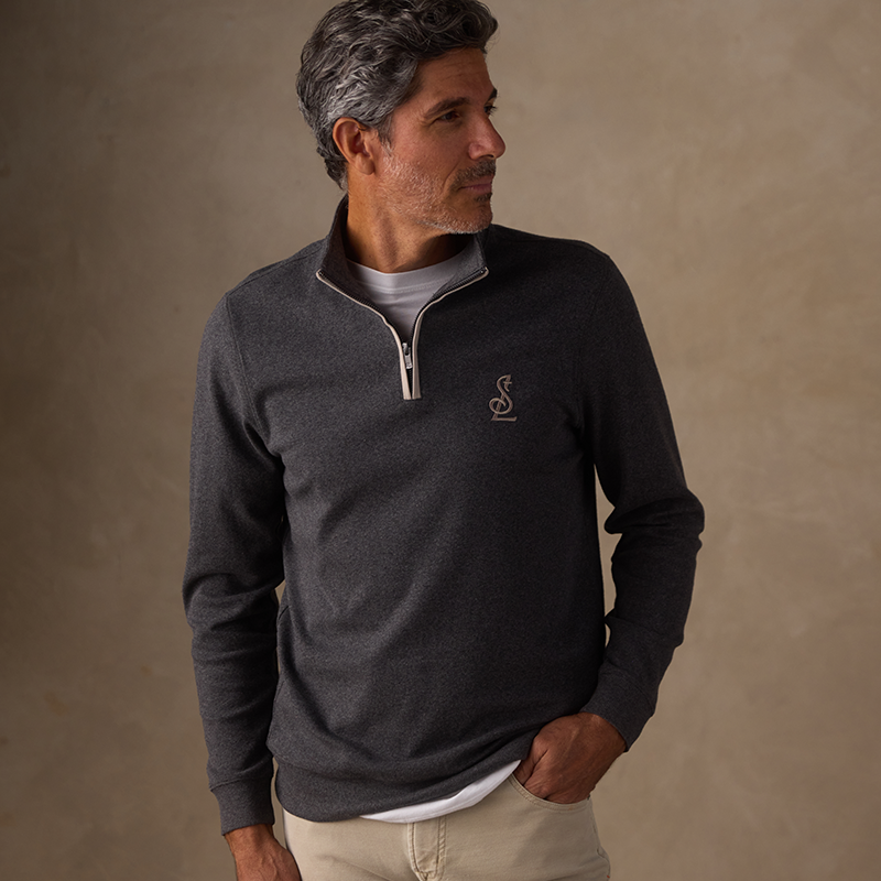 ST. LOUIS BLUES THE NORMAL BRAND STL LOGO ¼ ZIP – CHARCOAL Outerwear The Normal Brand