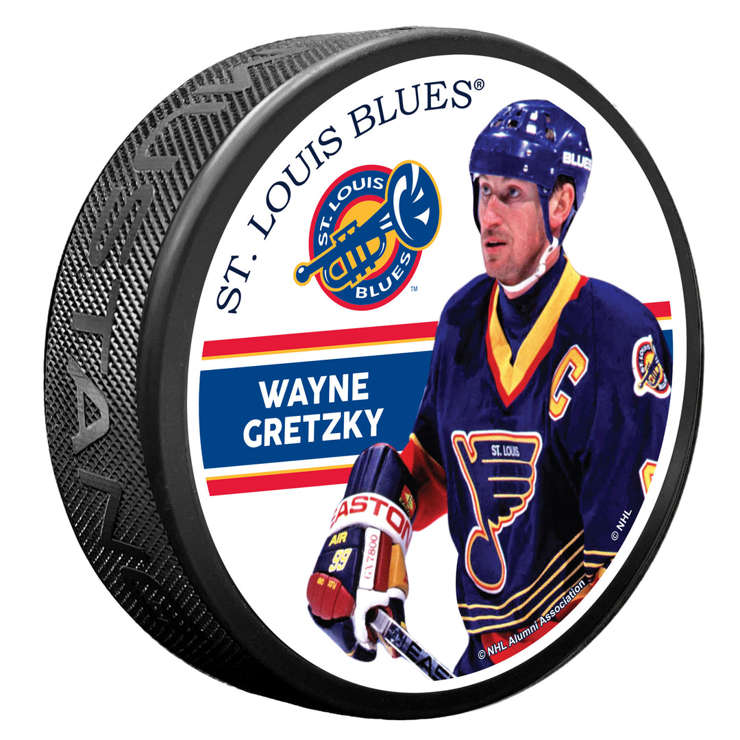 ST. LOUIS BLUES MUSTANG WAYNE GRETZKY TRUMPET PUCK Puck Mustang Products