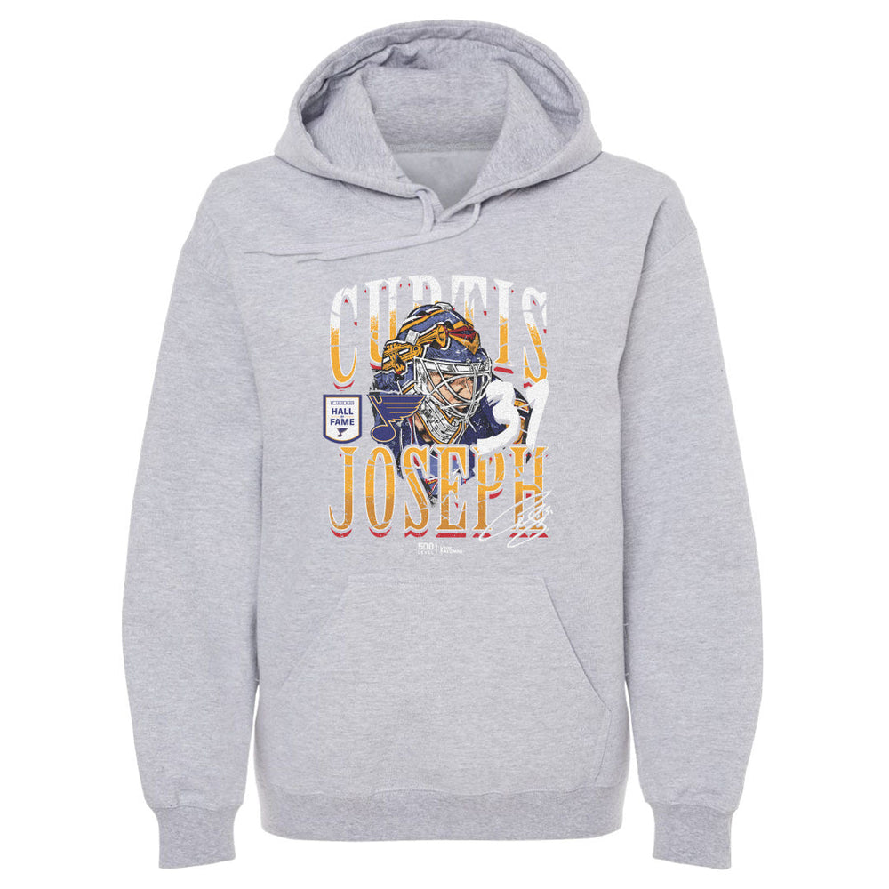 Curtis Joseph St. Louis Blues Trumpet Mask Hoodie - 2 Colors Men's Hoodie 500 LEVEL Men's Hoodie Gray S