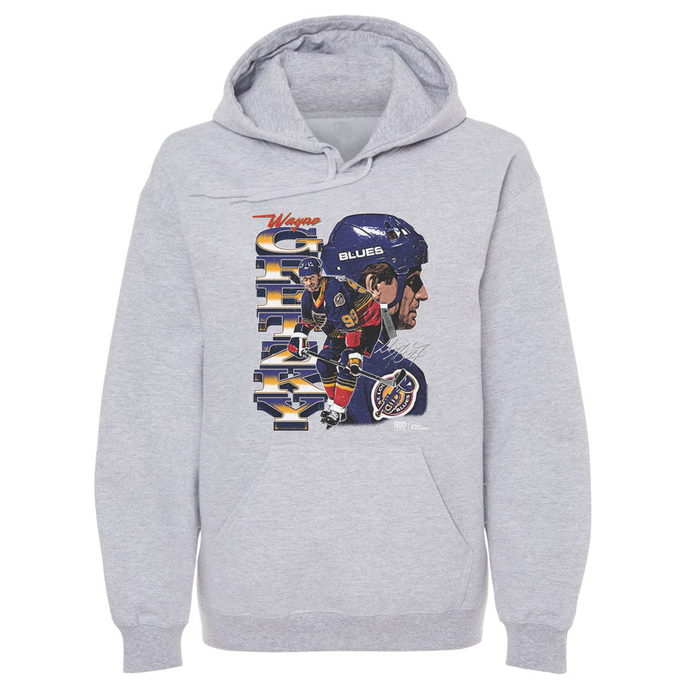 Wayne Gretzky St. Louis Blues Vertical Hoodie - 2 Colors Men's Hoodie 500 LEVEL Men's Hoodie Gray S