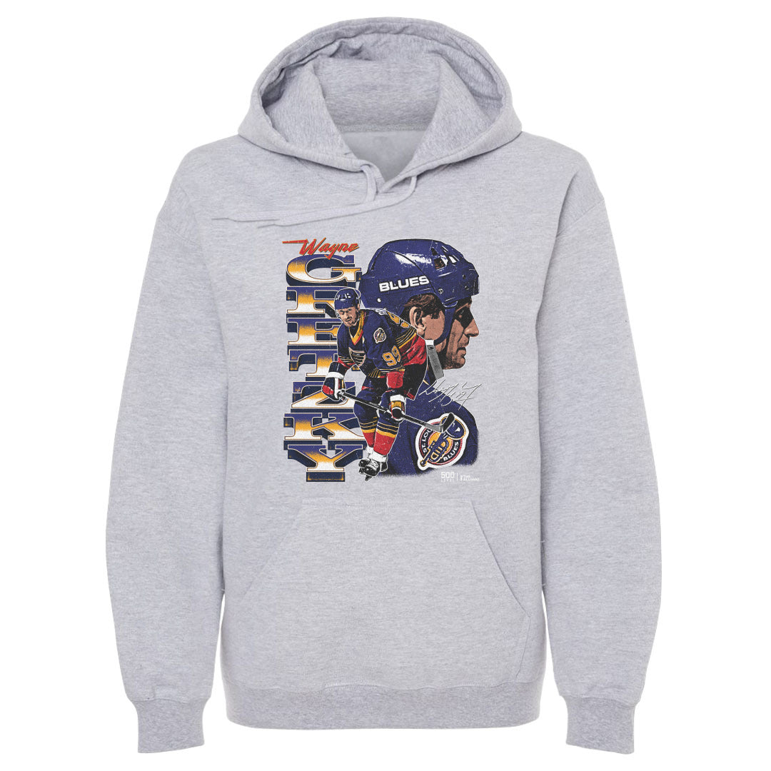 Wayne Gretzky St. Louis Blues Vertical Hoodie - 2 Colors Men's Hoodie 500 LEVEL Men's Hoodie Gray S