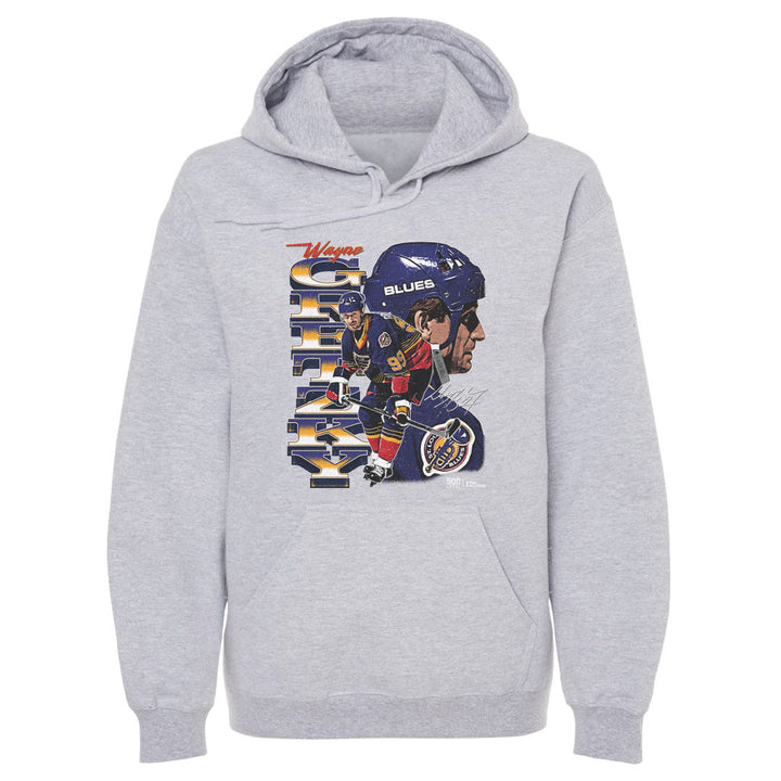 Wayne Gretzky St. Louis Blues Vertical Hoodie - 2 Colors Men's Hoodie 500 LEVEL Men's Hoodie Gray S